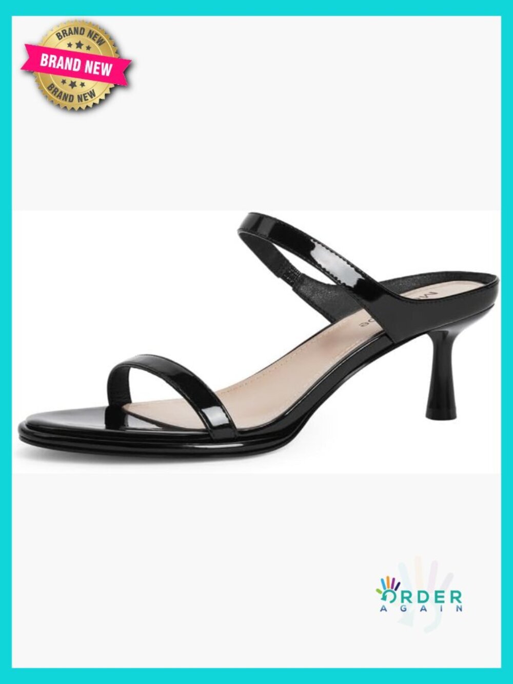 Kitten Heel Sandals Women Two Strap Slip On Open Toe Classic Round Toe Heels